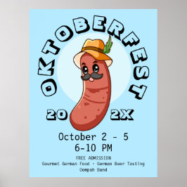 Poster Kawaii Oktoberfest Bratwurst