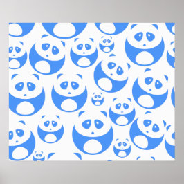 Poster Kawaii Panda Baby Blue and WhitePattern