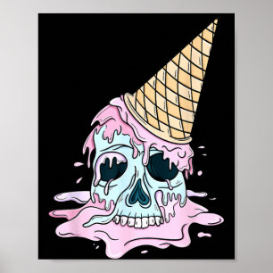 Poster Kawaii Pastel Goth Fofo Sorvete Sinistro Caveira