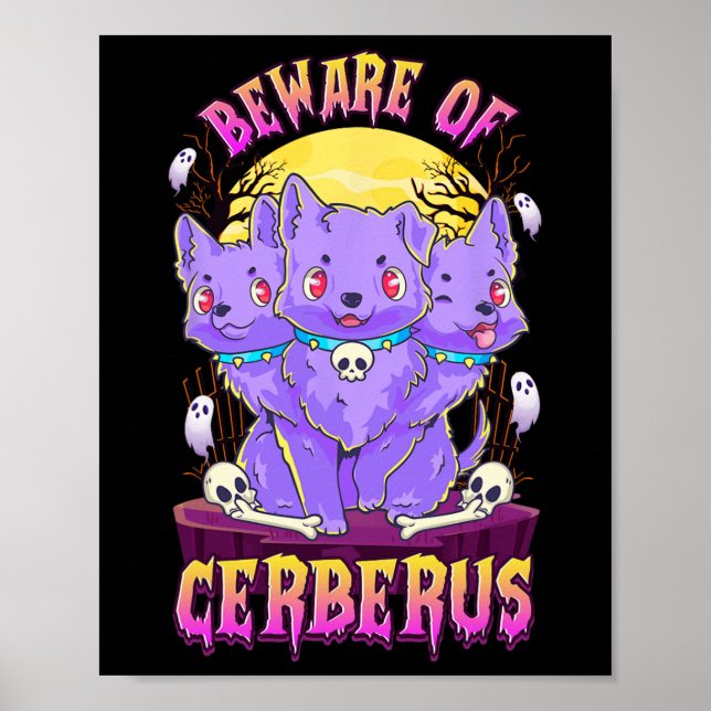 Poster Kawaii Pastel Gótico Cute Creepy 3 cabeças Diversã (Frente)