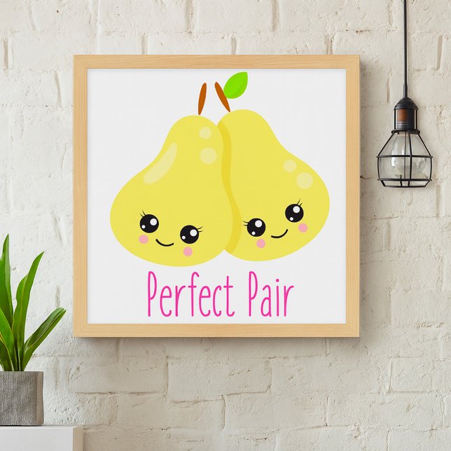 Poster Kawaii Pear Casal Perfeito Par Funny Pun (Criador carregado)