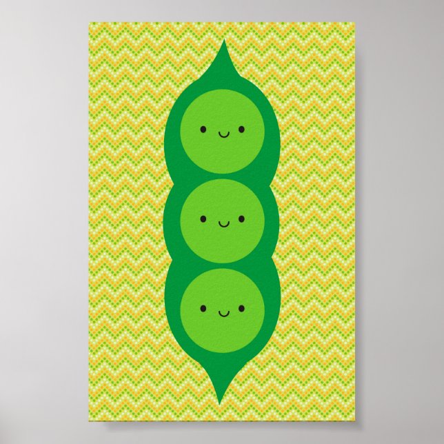 Póster Kawaii Peas em um Pod (Frente)
