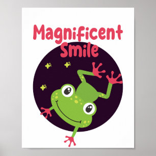 Poster Kawaii sapo engraçado e feliz sorrindo