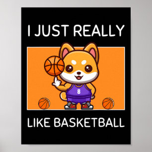 Poster Kawaii Shiba Inu, Custa, Eu Gosto Muito De Basketb