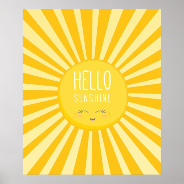 Póster KAWAII SKY brilho amarelo brilhante sorrindo sol s (Frente)