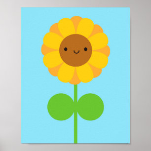 Póster Kawaii Sunflower