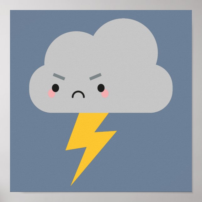 Poster Kawaii Thunder & Lightning Cloud (Frente)