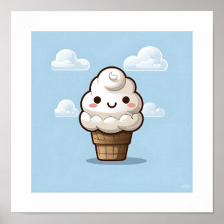 Poster Kawaii Vanilla Sorvete Cone