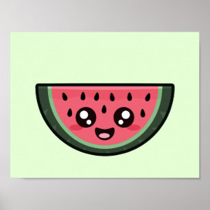 Póster Kawaii Watermelon