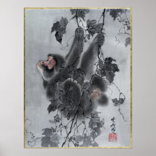 Poster Kawanabe Kyōsai Monkeys