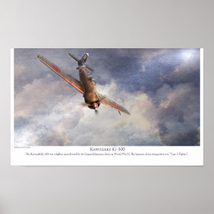 Poster "Kawasaki Ki-100 " da arte da aviação