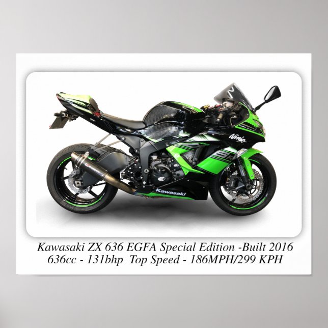 Poster Kawasaki ZX636 EGFA Edição Especial Motociclo - A3 (Frente)