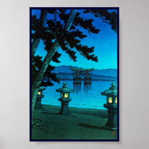 Póster Kawase enluarada japonês legal do hasui do mar da