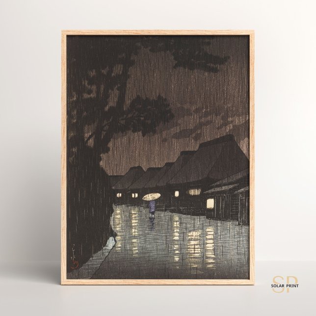 Poster Kawase Hasui Rain na Arte Japonesa de Maekawa (Criador carregado)
