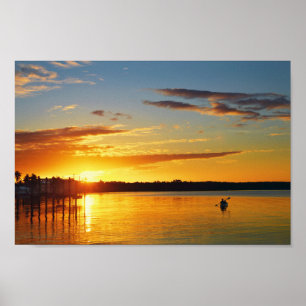 Poster Kayaker de Florida no por do sol
