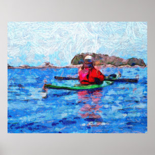 Poster Kayaking no Alaska Barenoff Islands Painterly