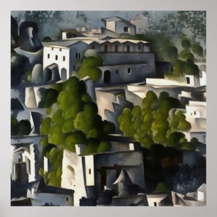 Poster Kayakoy Fethiye A Abstrato de Arte Da Vila Fantasm