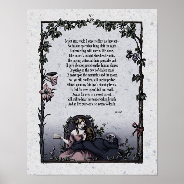 Poster Keats "Bright Star" Poesia Vitoriana Art 11x14 (Frente)