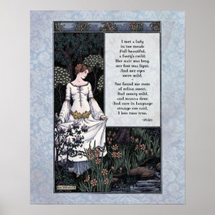 Poster Keats "La Belle Dame" Poesia de Arte Vitoriana 16x
