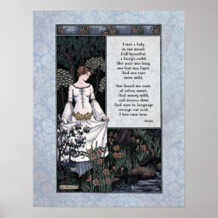 Poster Keats "La Belle Dame" Victorian Art Poetry 17x22