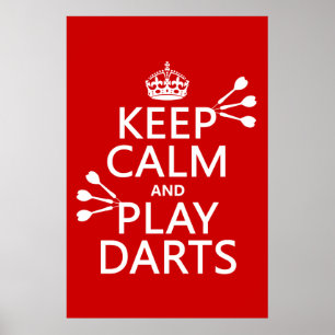 Póster Keep Calm and Play Darts (customisable color)