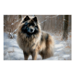 Póster Keeshond Deixe-o nevar no Natal