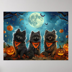 Poster Keeshond Halloween Spooky