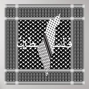 Poster Keffiyeh Palestine - Padrão Branco