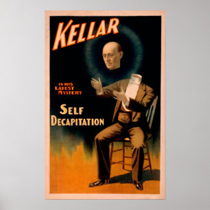 Poster Kellar que executa a mágica da decapitação do a