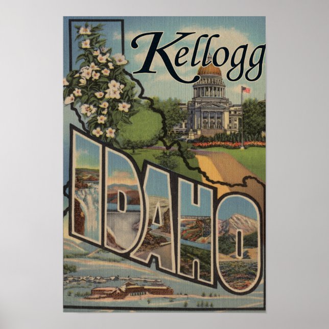 Póster Kellogg, Idaho - Cenas com Letras Grandes (Frente)