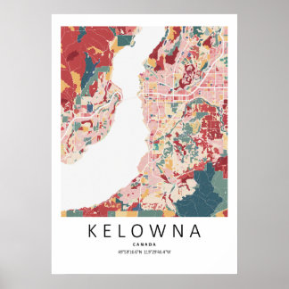 Poster Kelowna Cartaz de Mapa da Colúmbia Britânica | Cid
