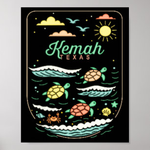 Poster Kemah Tx Fofa Férias na Praia Amante de Tartarugas