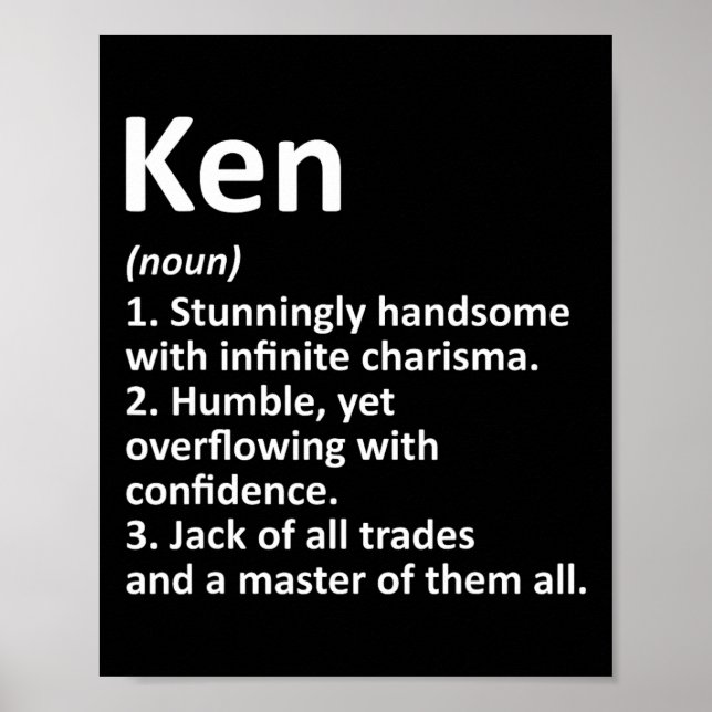 Poster Ken Definition Personalised Name Fun Birthday Gift (Frente)