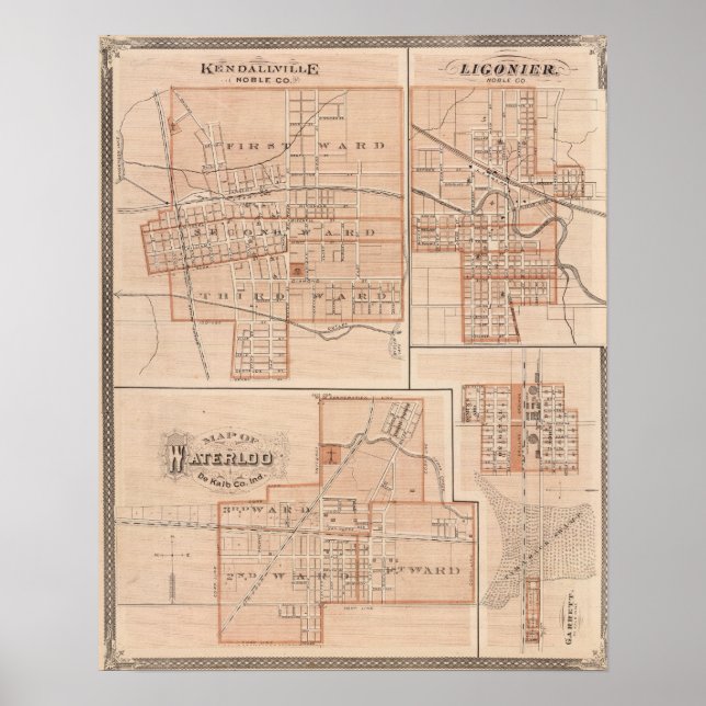 Póster Kendallville, Noble Co Ligonier (Frente)
