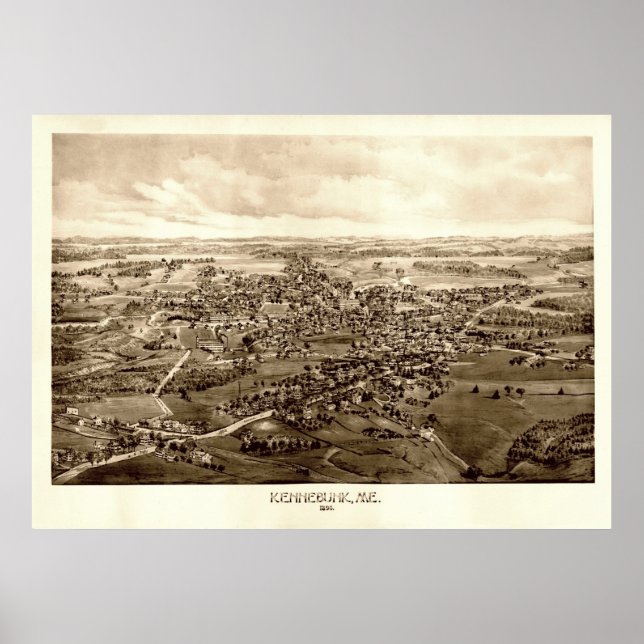 Póster Kennebunk, Maine Bird's Eye View, 1895 (Frente)