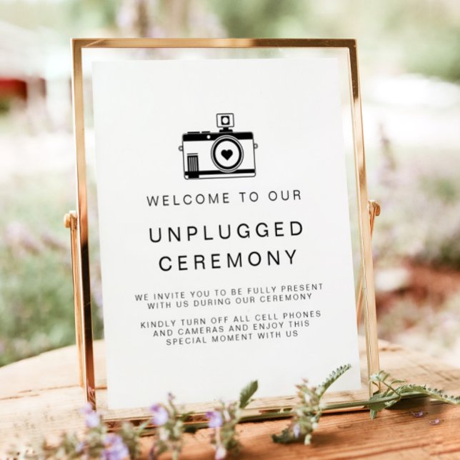 Poster KENNEDY Modern Unplugged Ceremony Wedding Sign (Criador carregado)