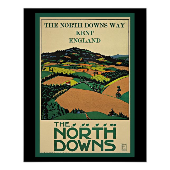 Póster Kent, Inglaterra, North Downs, (Frente)