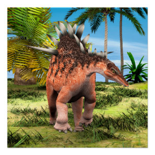 Póster Kentrosaurus Dinossauro Selva Arte Pré-Histórica