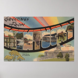 Póster Kentucky (capital de estado/flor)