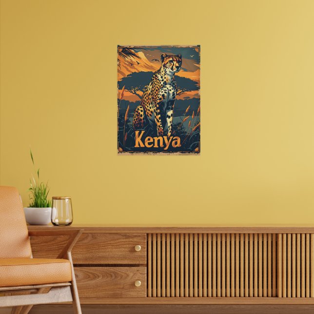 Poster Kenya Cheetah Vintage (Sala de Estar 2)
