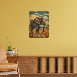 Poster Kenya Elephant Vintage