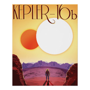 Póster Kepler-16b: Pôr do Sol Binário Espacial Arte Erudi