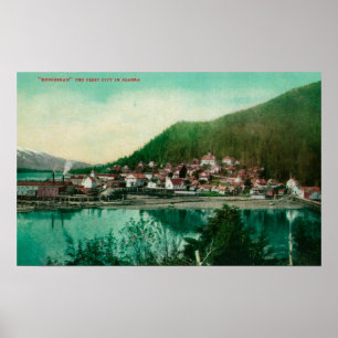 Póster Ketchikan, opinião da cidade de Alaska - primeira