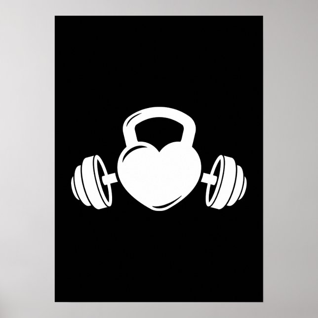 Poster Kettlebell Barbell Love - Gym Workout Motivational (Frente)