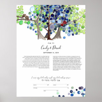 Poster Ketubah, Personalizada Judaica Interreligiosa - Fl
