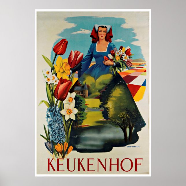 Póster Keukenhof Holland Viagens vintage (Frente)