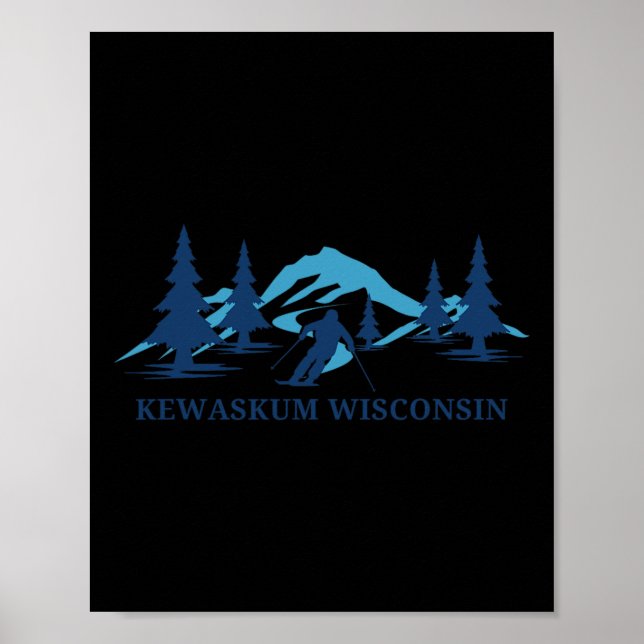 Poster Kewaskum Wisconsin Ski Resort Skiier (Frente)