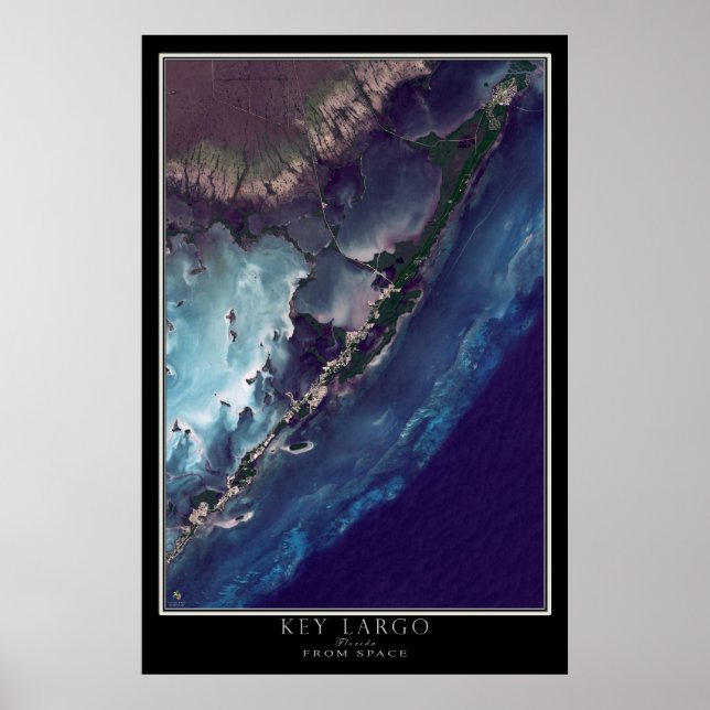 Póster Key Largo Florida Do Space Satellite Map (Frente)