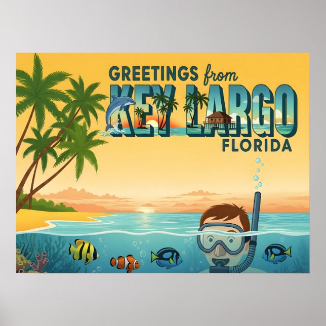 Poster Key Largo Florida – Tropical Vacation (Frente)