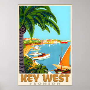 Poster Key West Flórida Atlântico Golfo do México Tropica